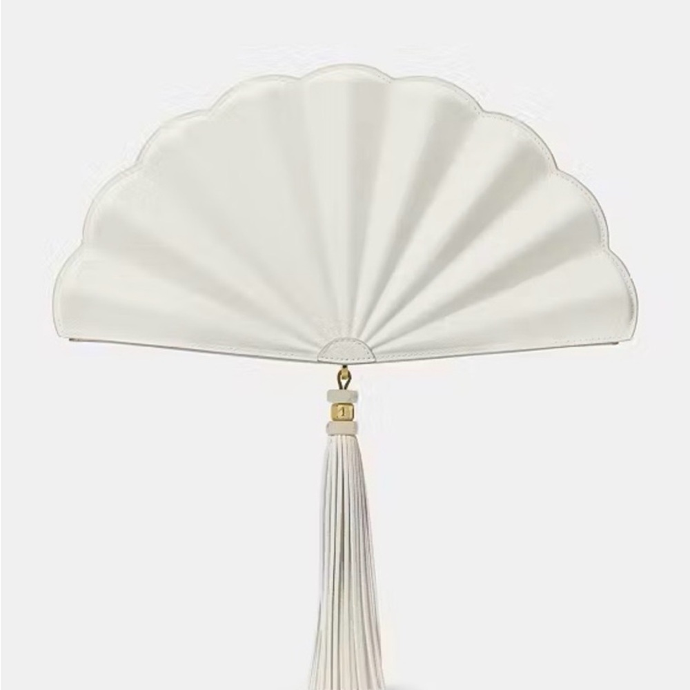 Kate Spade lotus fan clutch in meringue | white clutch decorative purse bridal
